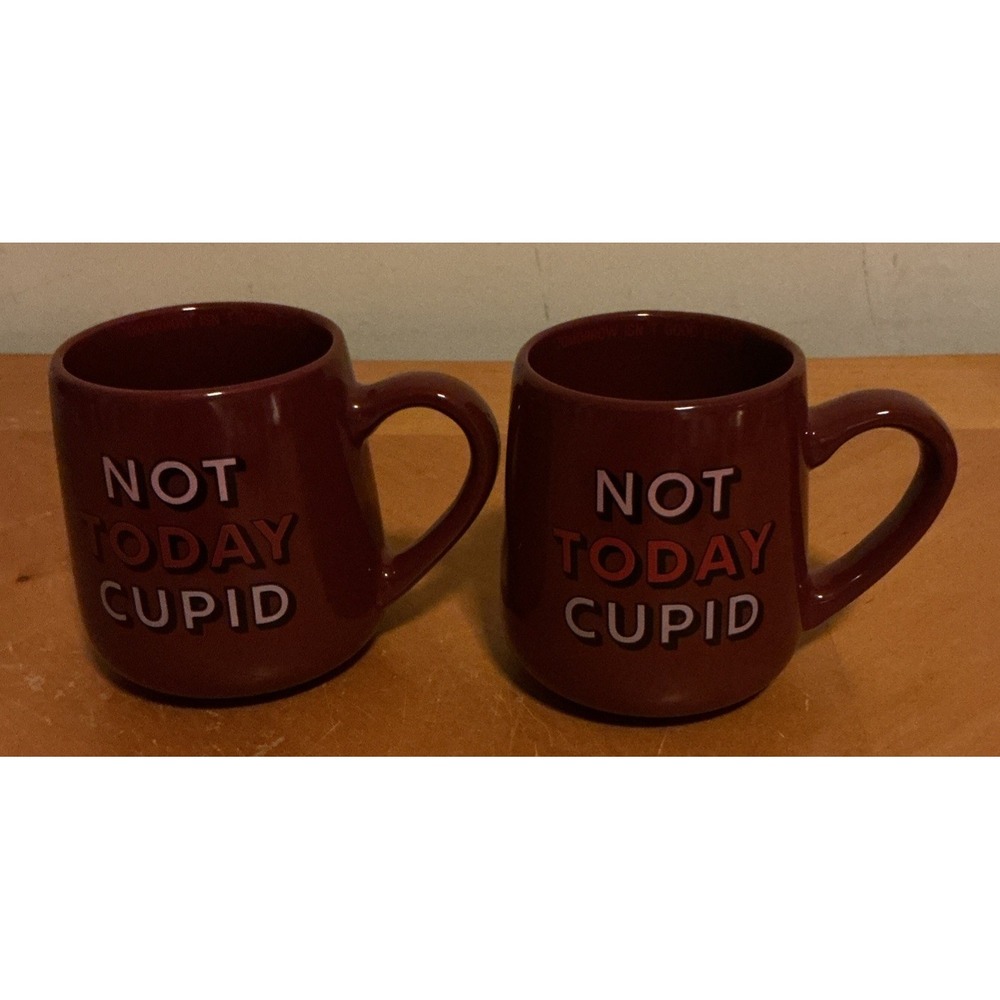 Set Of 2 Unbranded "Not Today Cupid" Coffee‎ Mugs